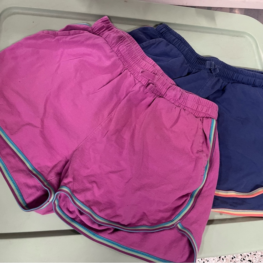 Tea Collection Set of 2 Athletic Shorts with Rainbow Trim - Pink and Blue